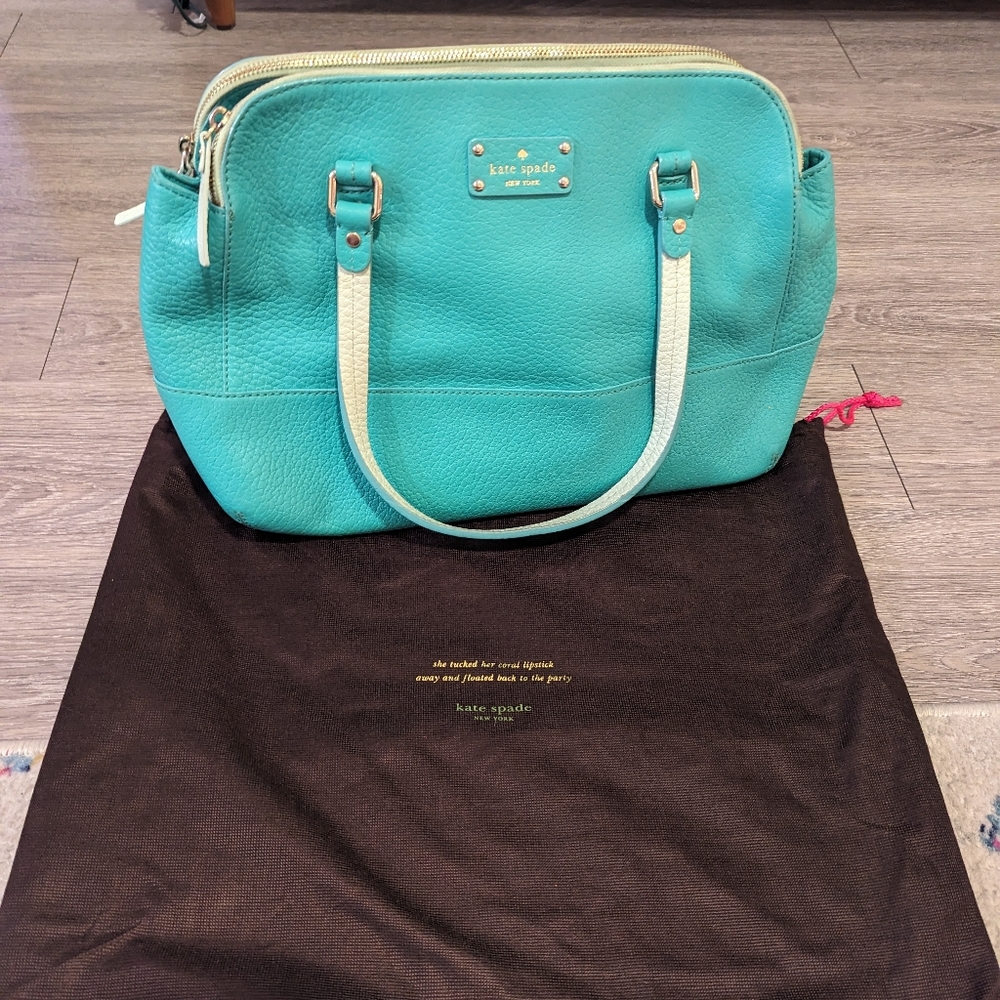 Turquoise Kate Spade Leather Shoulder Purse Grove Court Lainey